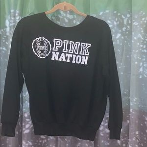 XS pink crew neck off the shoulder